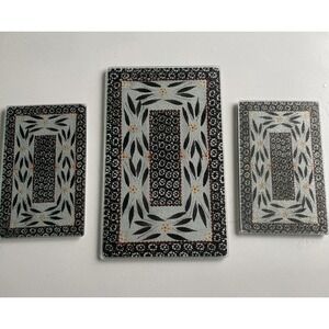 Old World Black Rectangular Glass Trivet Cutting set of 3 Temp-tations By Tara